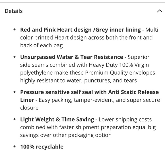 Buy Now 25 Hearts Polymailers Recyclable - Picture 6 of 6